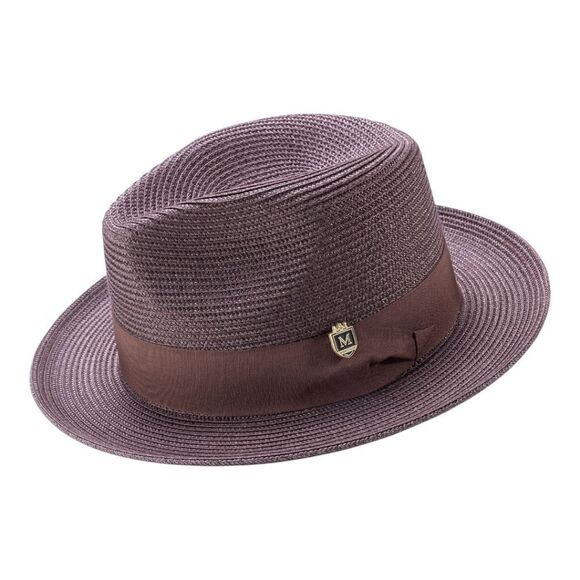 MONTIQUE MENS BROWN WIDE BRIM PINCH FEDORA HAT W/ MATCHING GROSGRAIN RIBBON H42 - Picture 2 of 2